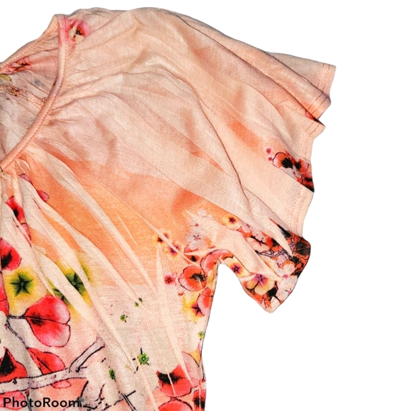 Susan Lawrence Flowy Short Sleeve Floral Design Summer Blouse 346 - Picture 3 of 8